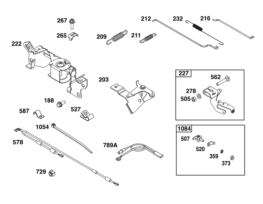 Controls Group Diagram and Parts List for 356777-0154-G1 200000 - 399999 Briggs and Stratton Engine